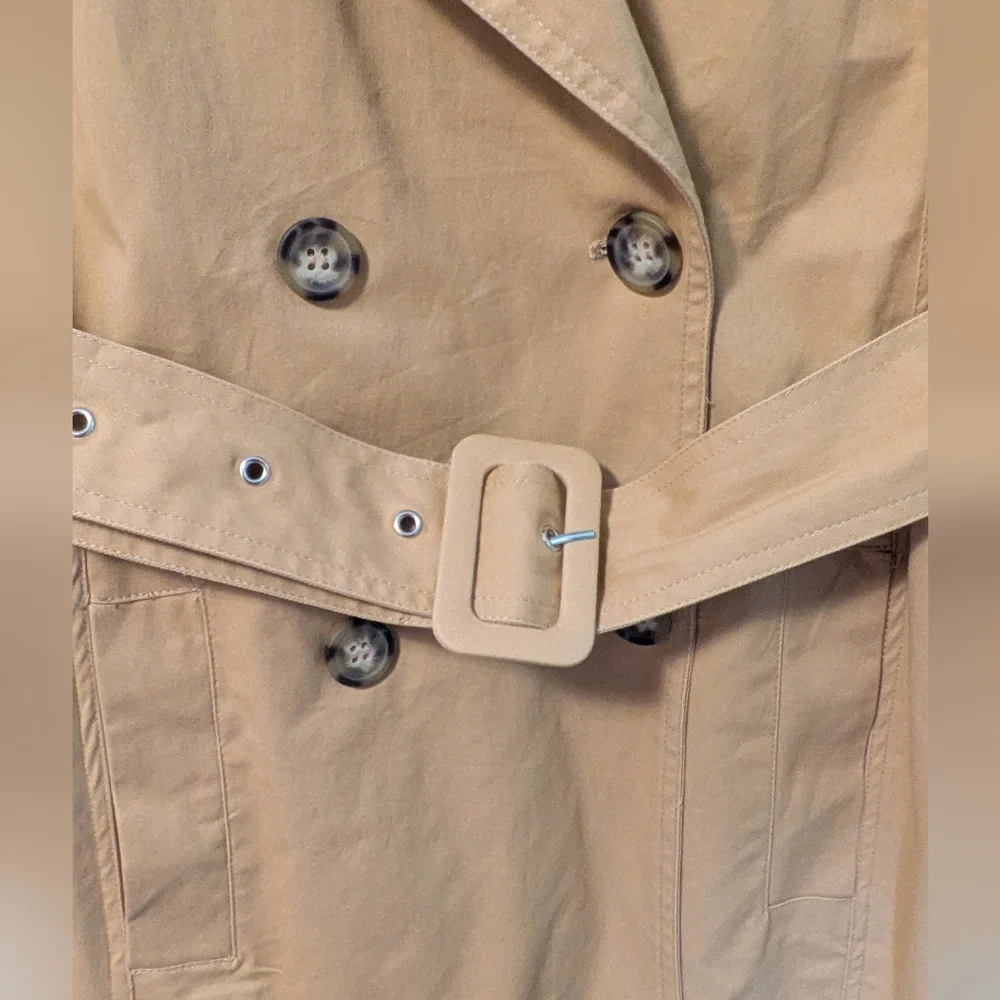 Avec Les Filles Puff Sleeve Classic Tan Trench Coat - Picture 12 of 15
